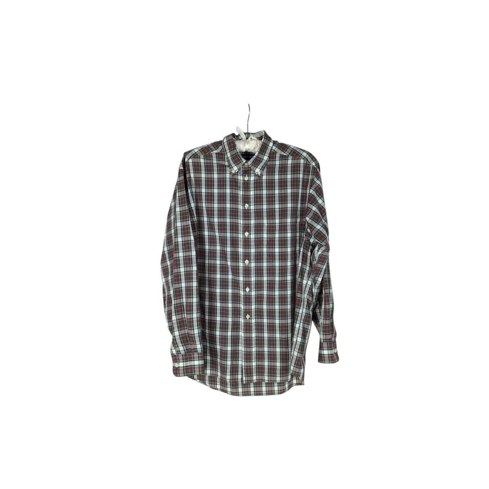 Christopher Hayes Shirt M Men's Red Plaid Long Sleeve Button Down Christmas